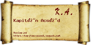 Kapitán Acsád névjegykártya